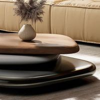 Table basse rotative en bois massif de noyer, design créatif, moderne et simple, de forme ovale, pour salon
