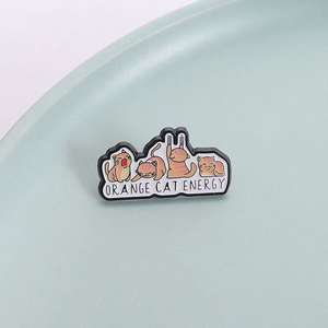 Spilla Smaltata Arancione per Energia, Amore per Tutti i Gatti, Distintivo da Bavero, Gioielli con Animali Carini - Product Image 3