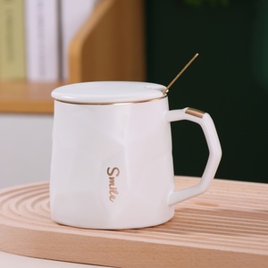 Grande capacité, tasses à lait en porcelaine de 12 oz pour le petit-déjeuner, tasses à boire personnalisées, vente en gros de tasses et de mugs, mug à café avec couvercle et cuillère - Product Image 6