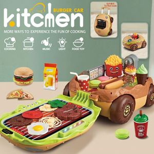 Nouvel Arrivage : Ensemble de Jouets de Simulation de Restauration Rapide (Hot-dog, Hamburger, Pizza) avec Voiture à Chariot - Product Image 1