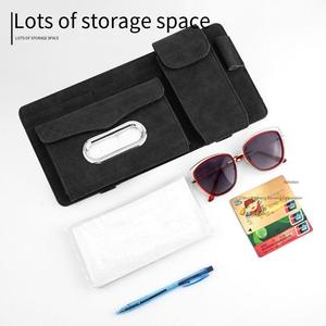 Organisateur de visière de <span class=keywords><strong>voiture</strong></span> <span class=keywords><strong>en</strong></span> <span class=keywords><strong>cuir</strong></span> multi-espace de haute qualité <span class=keywords><strong>porte</strong></span>-carte multifonctionnel et pochette de rangement pour sac à mouchoirs - Product Image 3