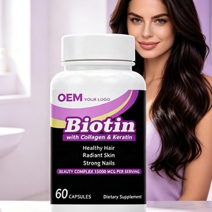 Capsules de biotine OEM avec collagène, kératine, vitamine C, solutions d'emballage personnalisées en usine, conception d'étiquettes, support de marque - Product Image 1