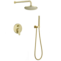Pommeau de douche brossé en laiton doré de luxe avec motifs de pluie et de massage Ensemble de douche dissimulé à poignée unique pour salle de bain