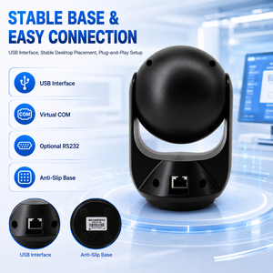 เครื่องสแกนบาร์โค้ดแบบตั้งโต๊ะความเร็วสูง 2 มิติ CMOS เครื่องอ่านโค้ด QR USB Virtual COM แบบเสียบแล้วใช้งานได้ทันที สำหรับการชำระเงินในซูเปอร์มาร์เก็ตและร้านค้าปลีก - Product Image 4