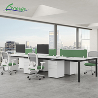 Estación de Trabajo de Oficina Extensible con 6 Gabinetes Modulares Modernos con Cajones, Escritorio de Diseño Abierto, Divisores Acústicos y Gestión Triple de Cables