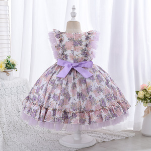 Robe Lolita pour bébé fille, en dentelle de chiffon de haute qualité, imprimé ange mignon, été - Product Image 3