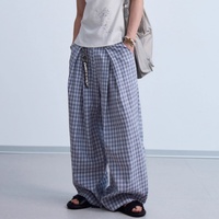 Pantalon plissé décontracté classique et confortable pour homme, coupe ample, en coton de haute qualité, style costume à carreaux, vente en gros
