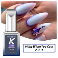 KODIES GEL Blanc laiteux Vernis à ongles gel sans essuyage Semi-permanent Couche de finition colorée pour manucure UV Logo personnalisé Finition gel sans essuyage
