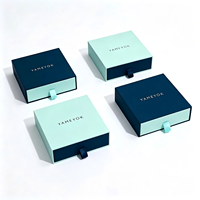 Boîte de rangement à bijoux de style tiroir haut de gamme, boîte cadeau en papier personnalisée avec logo en feuille d'or, taille et couleur assorties, avec ruban en satin