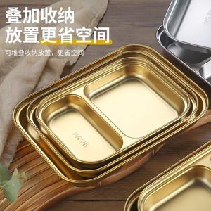 Stainless Steel Dinner Plate Gold Korean Style 304 Double Decked With Lid For <b>Lunch</b> <b>Box</b> Snack Vegetable - Product Image 5