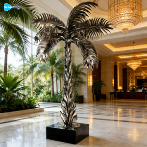 Outdoor <strong>Life</strong> <strong>Size</strong> Modern Decorative Welded Polished Stainless Steel Sculpture Palm Tree <strong>Statue</strong> - Product Image 1
