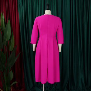 Robes de bureau pour femmes printemps-automne, robes décontractées élégantes de couleur unie plissées, robes africaines pour femmes - Product Image 6