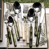 Italienischer Designer Edelstahl Besteck Set Retro Perl glanz Acryl Griff Jade Zugänglicher Luxus für Western