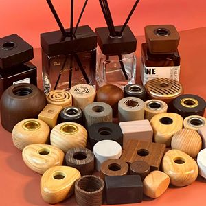 Aromatherapy wooden cap, 28-tooth wooden <b>perfume</b> bottle cap, round or square <b>perfume</b> bamboo cap, flameless aromatherapy glass - Product Image 2