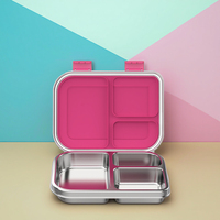 Boîte à lunch en acier inoxydable personnalisée Aohea à 3 compartiments, compatible lave-vaisselle et réfrigérateur
