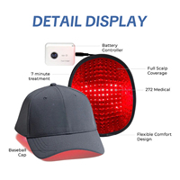 Gorro de Terapia de Luz Roja de 272 LED y 650nm, Gorro de Terapia de Luz Roja Portátil para el Cabello, Gorro de Terapia de Luz LED