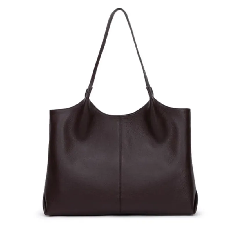 กระเป๋าถือหนังแท้สีดำสำหรับผู้หญิง,กระเป๋าโท้ทพร้อมซิปฝาด้านบนนุ่มกระเป๋าถือหนังวัวแท้สำหรับผู้หญิง