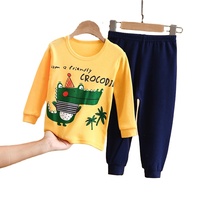Ensemble de pyjama unisexe pour enfants, imprimé animal, manches longues, pantalon long, 100% coton peigné, logo personnalisé, style décontracté d'automne