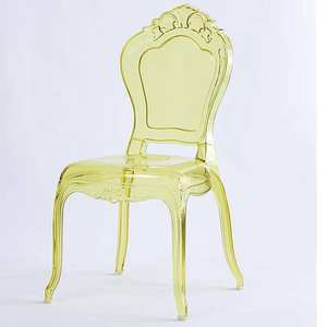 Stackable Transparent Acrylic <b>Plastic</b> Resin Pc Royal <b>Clear</b> Crown Backrest Banquet <b>Chair</b> for Wedding Event - Product Image 3