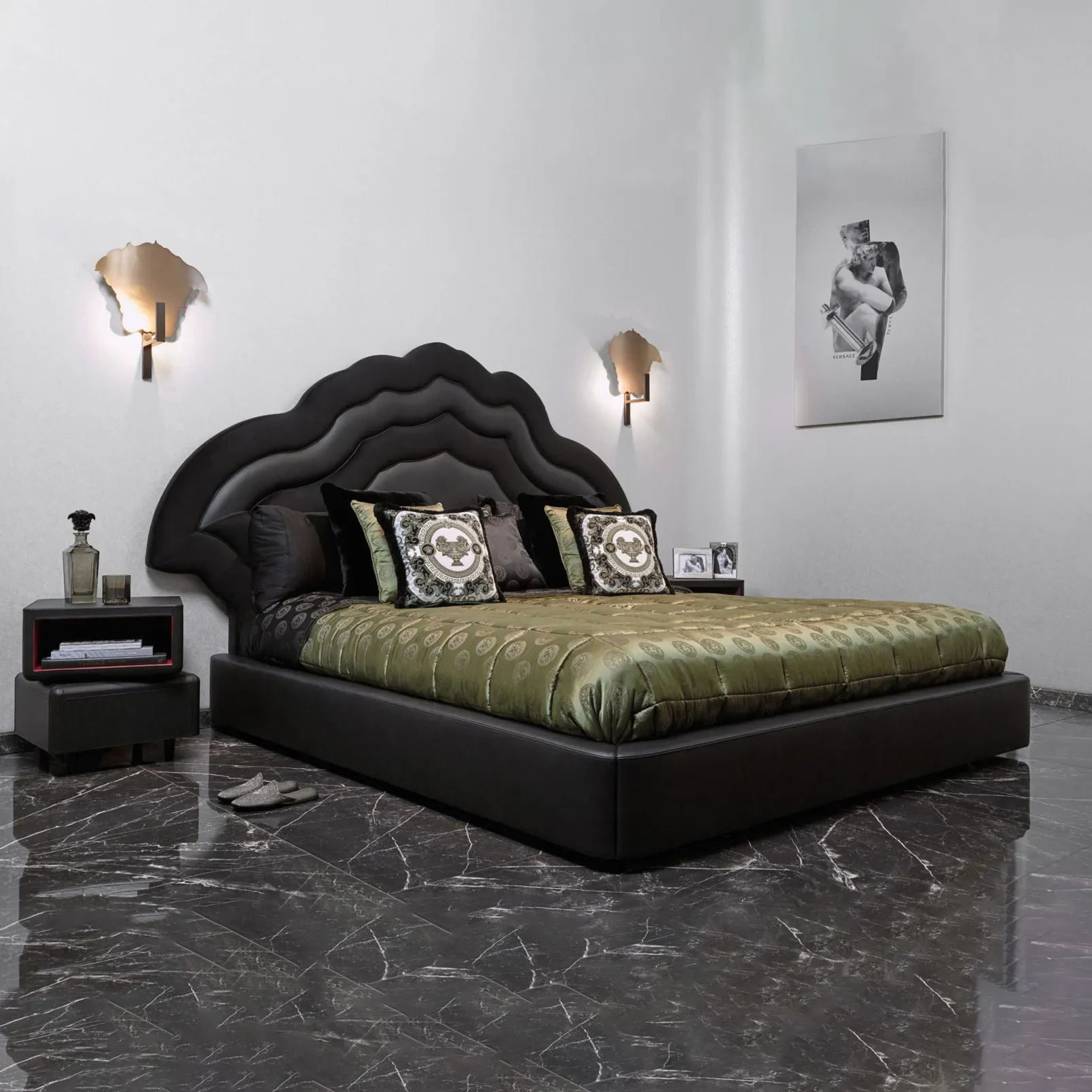 Italië Ontwerp Luxe King Size Lederen Bed Massief Hout Berken Frame Dubbele Bed High End Slaapkamer Meubels Master Kamer Leer bed