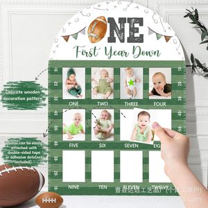 Wooden Baby Milestone Photo <b>Frame</b> Sports Theme First Year Display Wall Decor Oval Shape Durable Material - Product Image 4