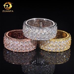 Anillos de Eternidad Hip Hop al por Mayor, Anillo de Plata 925 con Incrustaciones de Diamantes Moissanite para Hombre - Product Image 3