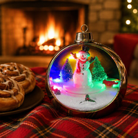 Boules de Noël en cristal sculptées à la main avec éclairage LED, finition métallique, 5-5,9 pouces, pour ambiance intérieure
