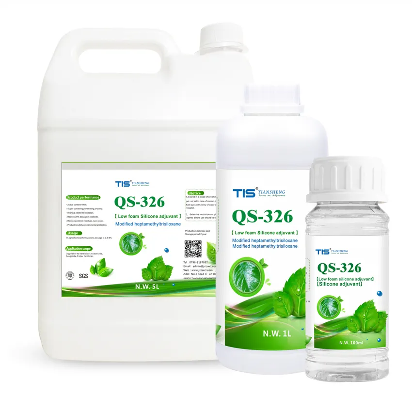 QS-326 ट्राइसिलोक्केन एथऑक्सीलेट कम फोम कृषि सिलिकॉन सहायक कैस NO.27306-78-1