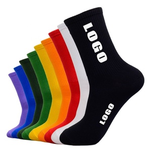 Custom Logo Digital Printing Cotton Sports <b>Socks</b> for Youth-Thickened Bottom <b>Breathable</b> Running Athletic Crew <b>Socks</b> - Product Image 2