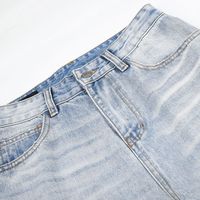 Pantalon en jean large délavé style rétro américain, coupe courbée de haute qualité, couleur claire
