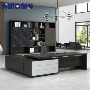 Sinonis Modern Luxury Wooden Extendable Executive Office Desk Matching Bookshelf-One-stop Office Furniture Solution Manager - Product Image 3