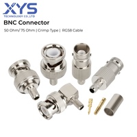 Conector BNC de Ángulo Recto para Cable Coaxial RG58, Conector de Antena RF de 50Ω, Tipo Macho y Hembra