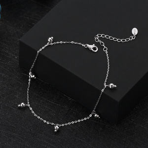 Cavigliera da Donna in Argento Sterling 925 con Catena a Cavo da 1mm e Perline da 6mm - Gioielli all'Ingrosso - Product Image 3