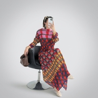 Robe Midi Plissée Géométrique Tissée Haut de Gamme Style Miyake Automne 2026 pour Femme – Modèle Élégant et Ample, Tendance Mode Pudique
