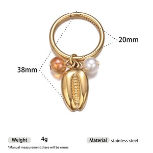 Ocean Beach Bijoux Étanche Poisson Shell Conque Perle Cristal Charmes Dangle <span class=keywords><strong>Anneau</strong></span> En Acier Inoxydable Pas De Décoloration Déclaration <span class=keywords><strong>Anneau</strong></span> - Product Image 5