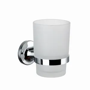 Modern Design Wall Mounted Bathroom Tumbler Holder Brass Toothbrush Holder With Glass Cup