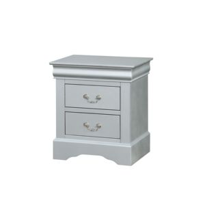 Table de chevet de luxe moderne et antique DB Louis Philippe avec armoire de chevet en aluminium finition platine pour chambre ou appartement - Product Image 4
