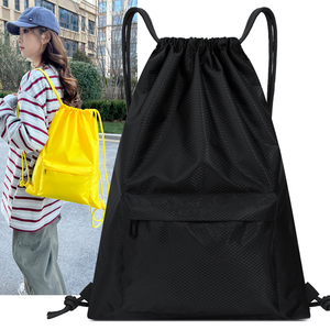 Custom LOGO Waterproof Portable Fashion Drawstring Backpack with Front Zipper Large Capacity for Promotional Brand Gift Purpose