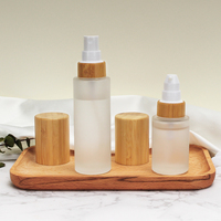 Frascos y Botellas de Vidrio con Tapa de Bambú para Gotero y Pulverizador, Envases de Madera Esmerilados para Cosméticos, 20ml 30ml 50ml, Redondos, con Código QR