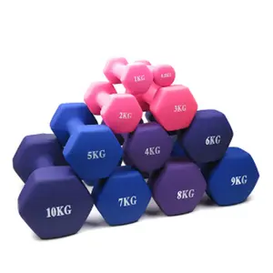 बहु रंग neoprene dumbbell सेट पीवीसी neoprene कच्चा लोहा डम्बल neoprene dumbbell हाथ वजन