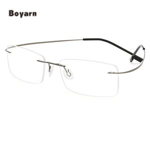 Очки для чтения bofyare, квадратные очки без оправы, титановая оптическая оправа, очки для чтения с синим светом, оптовая продажа с фабрики - Product Image 5