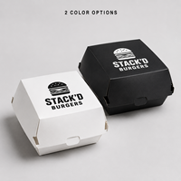 Emballage alimentaire personnalisé avec logo pour hamburgers, ailes de poulet, frites, carton en papier jetable, fournisseur commercial pour la vente à emporter