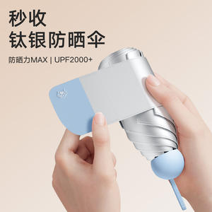 Sombrilla de Titanio Plateada con 50% de Descuento, Doble Uso, Protección Solar y contra la Lluvia, Apertura Manual, Color Azul Claro - Product Image 2