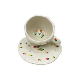 Factory Hot Selling Irregular Handmade Ceramic Cups Coffee Cup and Dish <b>Set</b> Ceramic Mug Porcelain Mugs - Product Image 5