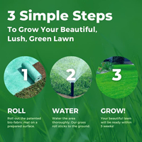 Growtrax Tapis d'herbe verte biodégradable 50 pieds carrés à pose rapide pour pelouses, zones d'aboiement pour chiens, ombrage, pots de fleurs et jardinières