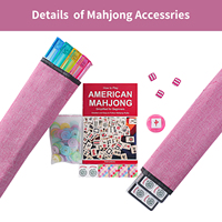 Jeu de Mahjong en acrylique couleur arc-en-ciel gravé, 166 tuiles américaines, complet avec supports et sac, cadeau de Noël