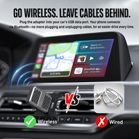 Adaptador Inalámbrico CarPlay Compacto OEM Marca MS-01, Adaptador 2 en 1 de Cableado a Inalámbrico, Dongle con 1 Año de Garantía - Plug and Play