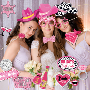 PZ313 rosa caldo ultimo Disco addio al nubilato foto stand di scena permette di andare ragazze sposa per essere per il Cowboy occidentale Cowgirl feste decorazioni - Product Image 3