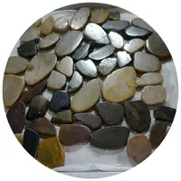 Outdoor Garden Decorative Natural Flat Cutting Mixed Colored Cheap River Rock Cobble Stone on Net Cutting Pebble Mosaic Tiles