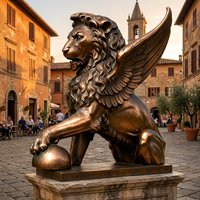 Statue de Musée Classique en Bronze - Sculpture Figurative Coulée à la Cire Perdus, Sculpture de Lion en Bronze